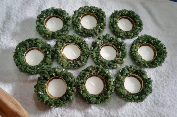 Green Jade Candle Holders